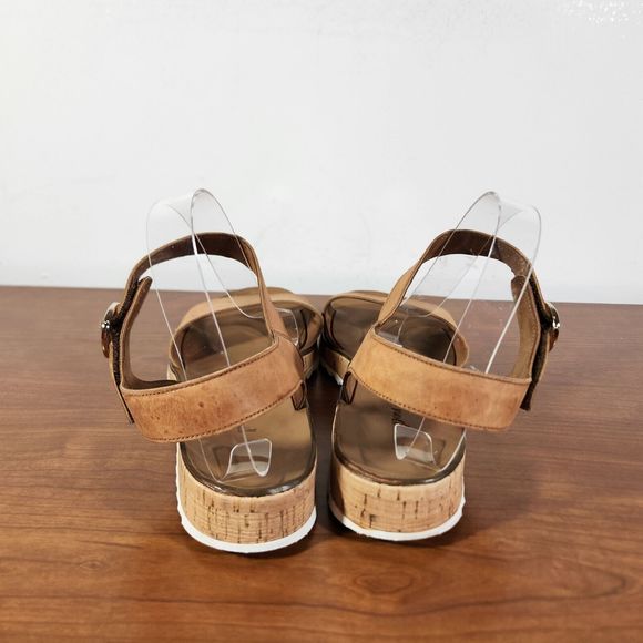 Paul Green Shoes Womens Size 7.5 UK  10 US Open Toe Leather Tan Sandal *FLAWS* - Picture 4 of 16